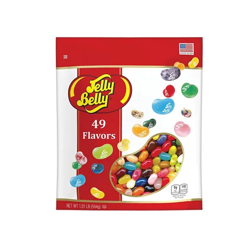 Vista 6 de Bolsa con cierre hermético con 49 sabores surtidos de gomitas Jelly Beans, sin gluten ni grasa, bolsa para compartir de caramelos masticables