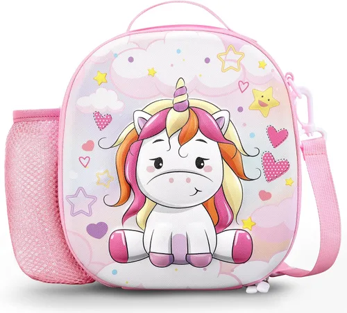 Vista 16 de Lonchera aislada para niños con correa de hombro ajustable impermeable, bolsa de almuerzo reutilizable para niñas y niños, bolsa térmica lavable