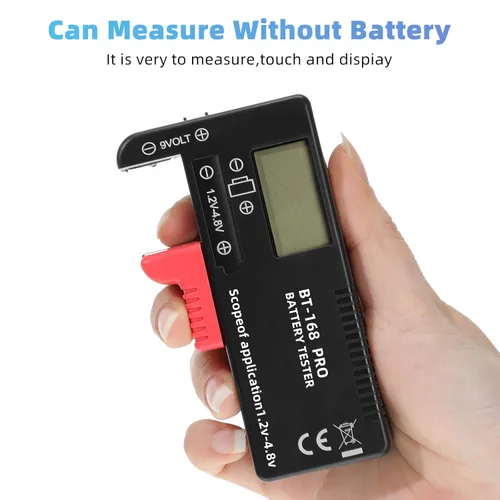 Vista 7 de Probador de batería universal LCD digital (modelo: Bt - 168 PRO), comprobador de batería portátil para pilas de botón AA AAA C D 9V 3.7V 1.5V