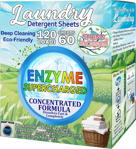 Vista 15 de Hojas de detergente ecológico para ropa (120 hojas grandes), a base de plantas, biodegradables para lavar a máquina, sin líquidos, sin plástico
