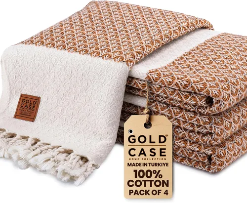 Vista 45 de Gold CASE - Juego de 4 Toallas de Mano Turcas para Baño, 20 x 40 pulgadas, Toallas de Baño 100% Algodón, Toalla Pequeña de Cocina Aphrodite