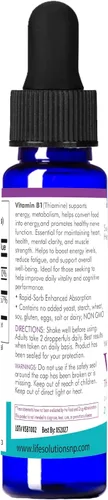 Vista 5 de Life Solutions Gotero de vitamina B1 de 2 onzas, suplemento de tiamina B1, vitaminas B1 esenciales para aumentar la energía y apoyar el sistema