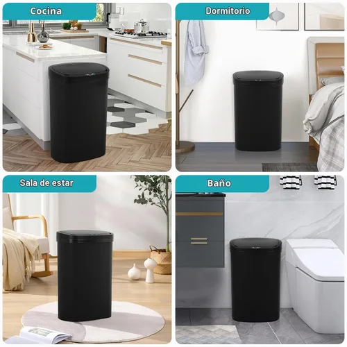 Vista 7 de Basurero automático de 13 galones para cocina con tapa, bote de basura sin contacto con sensor de movimiento - higiénico, control de olores
