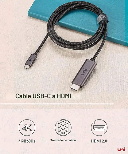 Vista 9 de uni Cable USB C a HDMI de 10 pies 4K a 60 Hz, cable USB tipo C a HDMI de aluminio resistente (compatible con Thunderbolt 3/4) con Samsung S8-S23