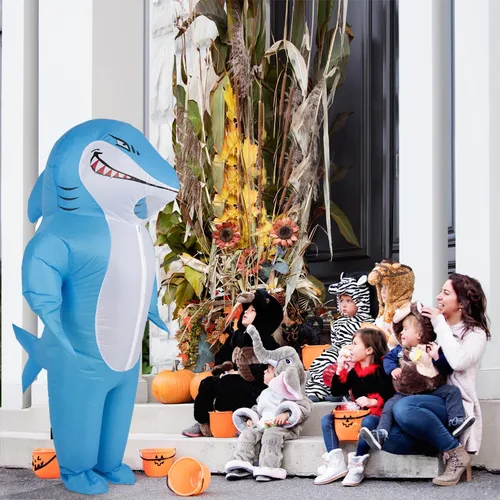 Vista 5 de M MH ZONE Disfraz inflable de tiburón para adultos (niños), divertidos disfraces de Halloween, disfraz de fantasía, cosplay, disfraz inflable