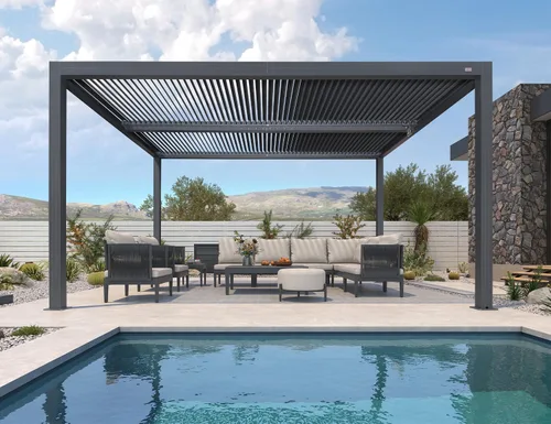 Vista 25 de PURPLE LEAF 94AS - Pérgola pequeña de aluminio compacto de 10 x 12 pies con techo rígido con listones ajustables para patio, cubierta de terraza