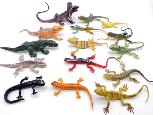 Vista 4 de Guaishou Lizards Toys 15pcs realista Lizard Chameleon Reptile Figura Set de juego