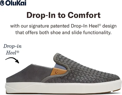 Vista 4 de OLUKAI Lae'ahi Lauhala - Tenis sin cordones para hombre, tacón caído y comodidad durante todo el día, forro transpirable, cuero de primera calidad