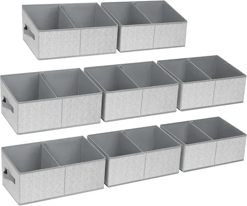 Vista 17 de DIMJ Contenedores de almacenamiento trapezoidales para ropa, 4 paquetes organizadores de armario y cestas de almacenamiento, cestas plegables