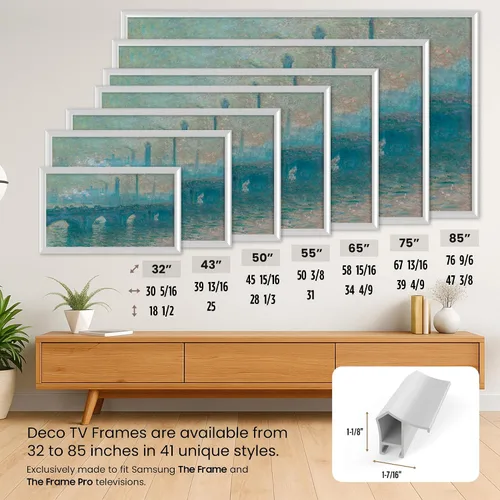 Vista 6 de Marco de TV Deco de Aleación Prismático Blanco Puro de 32" - Compatible SOLO con Samsung The Frame TVs