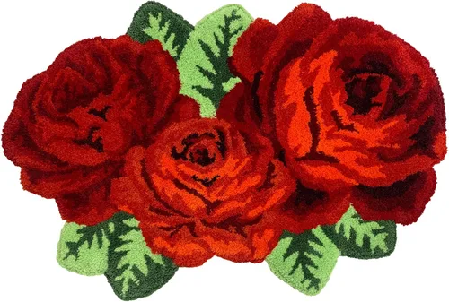 Vista 9 de USTIDE Bonita alfombra de baño de rosas para baño, alfombra de baño naranja de lujo, antideslizante, con forma de flor, alfombra de ducha de felpa