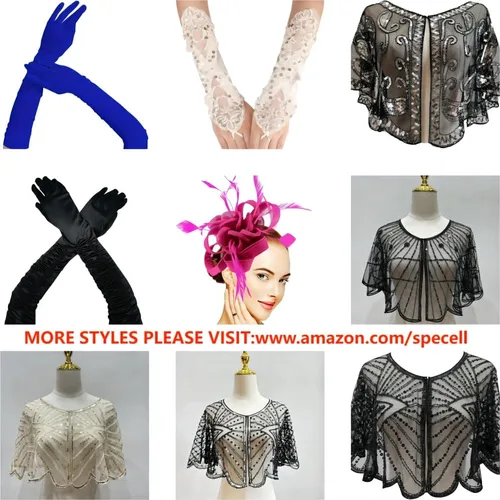 Vista 4 de Specell 1920s Handmade Sequin Beaded Evening Shawl Bridal Wrap Shawls and Wraps for Evening Dresses Wedding Shawl 10