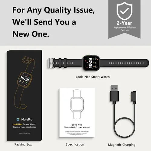 Vista 9 de MorePro Reloj inteligente (respuesta/hacer llamada), reloj de salud de 1.83 pulgadas con frecuencia cardíaca, presión arterial, SpO2 y monitor