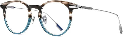 Vista 3 de FONEX Gafas de acetato de titanio con marco vintage para mujer y gafas redondas ópticas 47-22-145