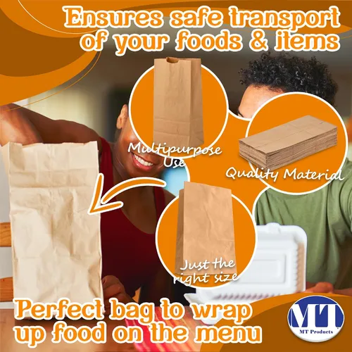 Vista 3 de MT Products Bolsas de papel kraft de 8 libras. Bolsas de almuerzo de papel desechables perfectas para ir de compras - Paquete de 100