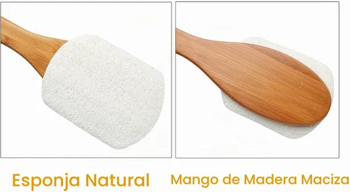 Vista 3 de Leotruny Esponja exfoliante 100% natural con mango largo de madera