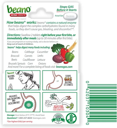 Vista 8 de Beano Suplemento dietético de enzimas alimenticias, 30 tabletas (paquete de 1)
