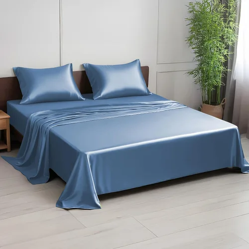 Vista 9 de Linenwalas Juego de sábanas de alta calidad 100% viscosa derivada de bambú, ultra suave, transpirable y refrescante, ideal para personas que duermen