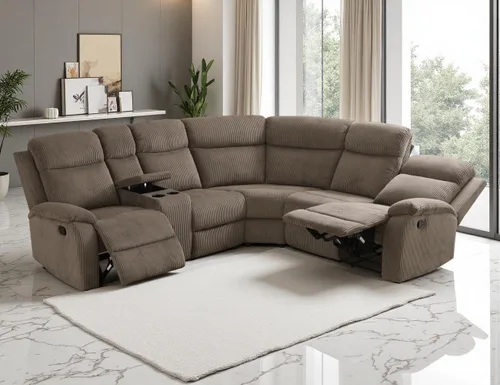 Vista 40 de Juego de sofá seccional reclinable manual, juegos de muebles de sala de estar, sofá seccional en forma de L y 2 sillas, cómodo sofá reclinable
