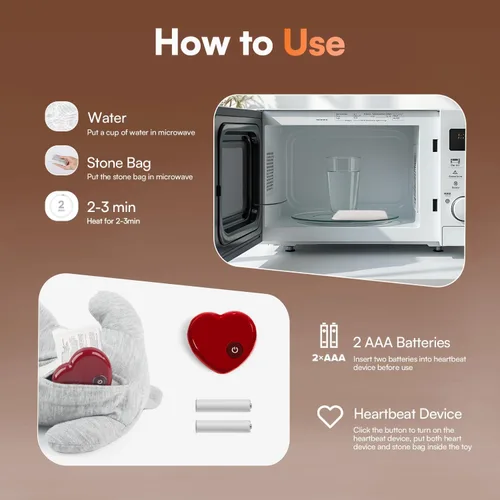 Vista 5 de ALL FOR PAWS Heartbeat - Juguete de peluche para gatos, compañero calmante para gatitos con latidos cardíacos realistas, alivio de la ansiedad