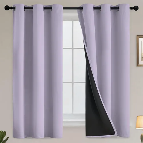 Vista 101 de Yakamok Cortinas negras, cortinas de ventana con aislamiento térmico y eficiencia energética para dormitorio, cortinas opacas completas y cortinas