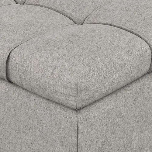 Vista 7 de SIMPLIHOME Sienna - Otomana de almacenamiento de tela con aspecto de lino Gris (Dove Grey)
