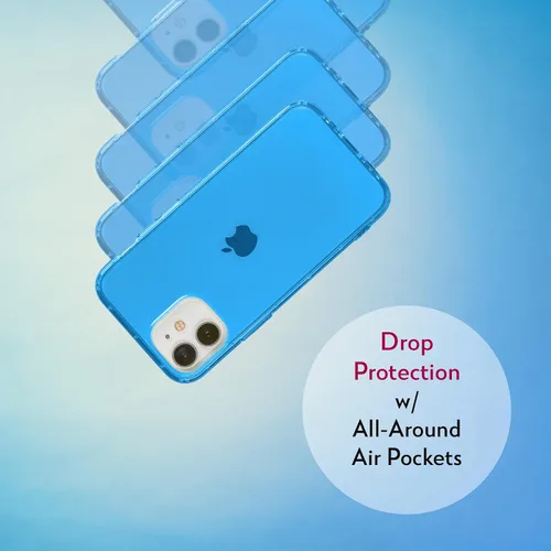 Vista 6 de SteepLab Funda con resaltador de neón para iPhone, funda Grippy Jelly con bolsillos protectores de aire (azul celeste, iPhone 12 y iPhone 12 Pro)