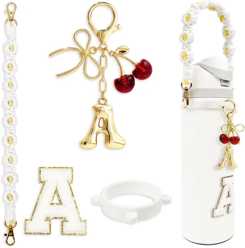 Vista 112 de Letter Handle Strap Accessories with Cute Initial Charm Compatible with Owala Water Bottle 24oz 32oz 40oz Owala Kids
