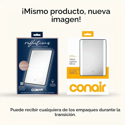 Vista 10 de Conair Espejo de maquillaje iluminado, espejo de maquillaje de viaje, base ajustable, funciona con pilas en azul marino Azul marino con soporte