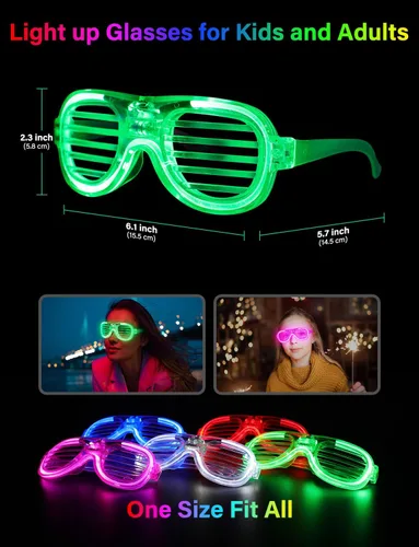 Vista 4 de lamatmo Light up Glasses Led Party Sunglasses - 5 Colors Neon Flashing Glasses, Glow In The Dark Party Favors for Kids Adults