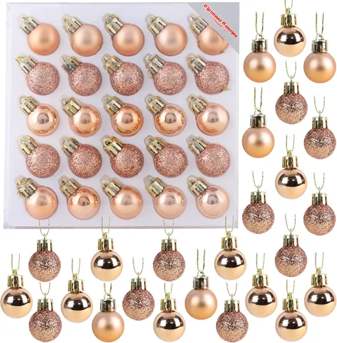 Vista 25 de Christmas Concepts® Juego de 25 mini bolas para árbol de Navidad - 25 mm - Adornos colgantes decorados con acabado brillante, mate y purpurina