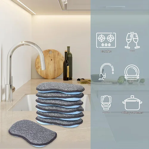 Vista 3 de Scrub- it - Esponjas multiusos para cocina - Esponja de microfibra antiarañazos junto con poder de fregado resistente, limpieza sin esfuerzo