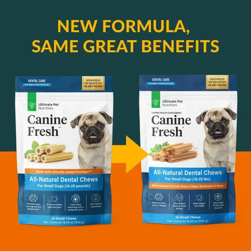 Vista 5 de ULTIMATE PET NUTRITION Canine Fresh Dental Chews, Dental Dog Treats, Oral Care and Hygiene Chews, Soothes Gums, Vet Developed (Small)