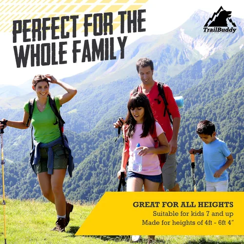 Vista 7 de TrailBuddy Trekking Poles – Lightweight 7075 Aluminum Hiking Poles for Women, Men & Seniors – Collapsible Walking Sticks for Travel, Trails & Balance