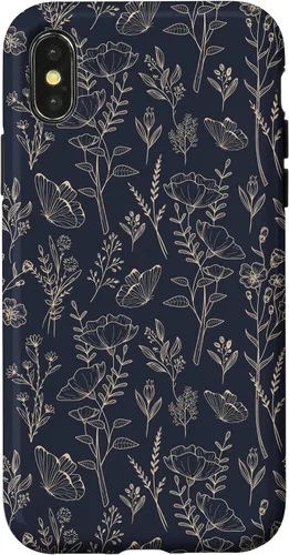 Vista 5 de Butterfly Meadow Botanical Wildflower Pattern (Azul Marino) Funda para iPhone 17