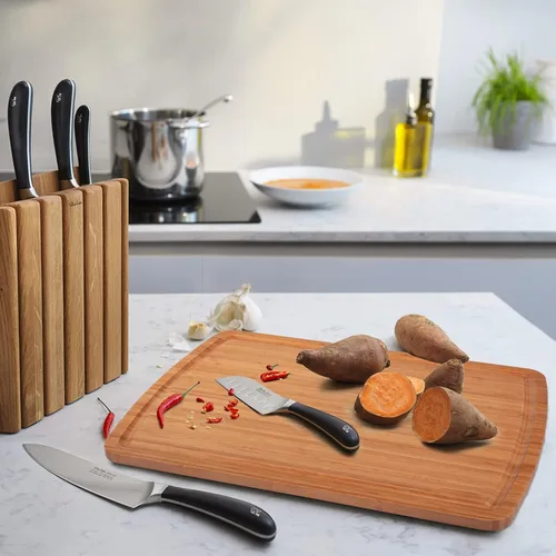Vista 9 de Cibeat Tabla de cortar extra grande de 30 x 20, tabla de cortar de bambú para cocina, tabla de fideos de cubierta superior de estufa de bambú, tabla