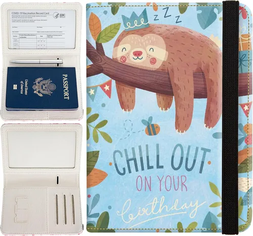 Vista 6 de Soporte para pasaporte para mujer, cartera de viaje con bloqueo RFID, funda de cuero para tarjetas, organizador de documentos de viaje, tarjetero