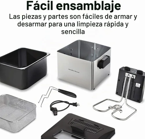 Vista 7 de Hamilton Beach - Freidora eléctrica profunda con cesta y tapa, capacidad de aceite de 4.5 litros / 19 tazas, control de temperatura, ventana