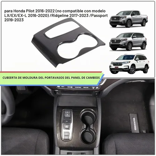 Vista 5 de Cubierta del panel de cambio para Honda Pilot 2016-2022 Ridgeline 2020-2023 Passport 2019-2023, protector antiarañazos para el marco del portavasos