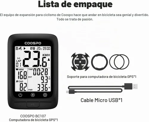 Vista 6 de COOSPO Ordenador de bicicleta GPS inalámbrico, ANT+ Ciclismo GPS con Bluetooth, multifuncional ANT+ computadora de bicicleta GPS con pantalla LCD