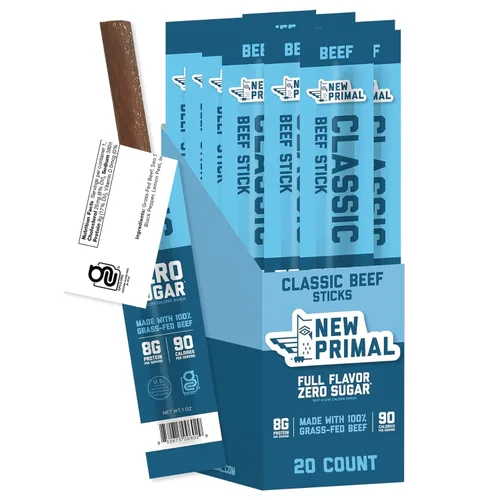 Vista 11 de The New Primal Palitos de carne de res alimentada con pasto, keto, bocadillos saludables sin gluten para adultos, sin azúcar, bajo en carbohidratos