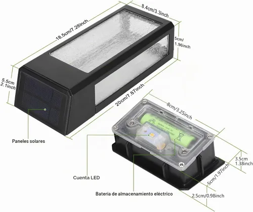 Vista 3 de GOODFOEVER Paquete de 2 luces solares de repuesto para luz de valla al aire libre y luz de pared, inserto de luz solar impermeable