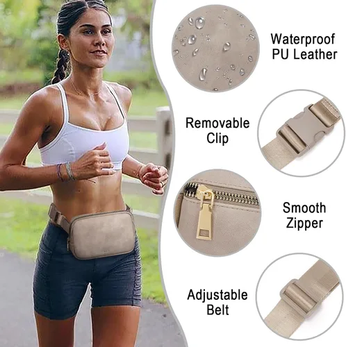 Vista 5 de CLUCI Riñonera para mujer, cangurera cruzada para mujer, moderna, de piel sintética, con correas ajustables, Gris