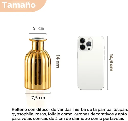 Vista 5 de NUPTIO Jarrones de cristal dorado, mini botella vintage, 5.51 pulgadas