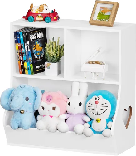 Vista 10 de Lerliuo Estantería y organizador de almacenamiento para bebés y niños pequeños, gabinete y librero para niños, estante de madera con 3