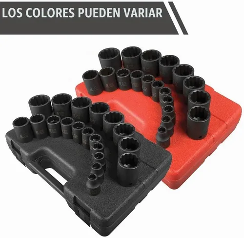 Vista 3 de SUNEX TOOLS 2819 Juego de dados de impacto SAE de 12 puntos con accionamiento de 1/2 pulgadas, 19 piezas