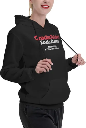 Vista 3 de furno Soda Stereo Hoodie Women's Fall Fashion Tops Winter Drawstring Pullover Comfy Clothes Black