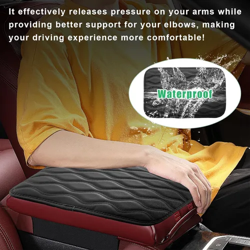 Vista 5 de Dickno - Almohadilla para consola central de automóvil, funda impermeable para reposabrazos de auto, cojín protector de reposabrazos de piel