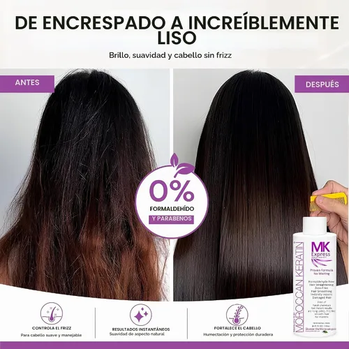 Vista 2 de Blowout - Tratamiento capilar con queratina brasileña, fórmula probada de 4.1 fl oz, alisado, reparación, sin formaldehído, sin formol, probado