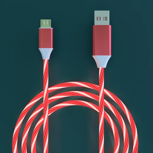 Vista 3 de Cable de carga micro USB, cable de carga brillante con luz LED de 6.6 pies, cable de carga rápida para Samsung Galaxy S7 S6 S5, Note 5, Kindle